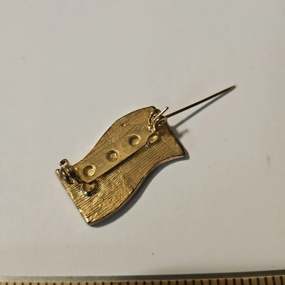 Vintage Rhinestone USA American Flag July 4 Patriotic GoldTone Brooch Pin - Picture 5 of 14